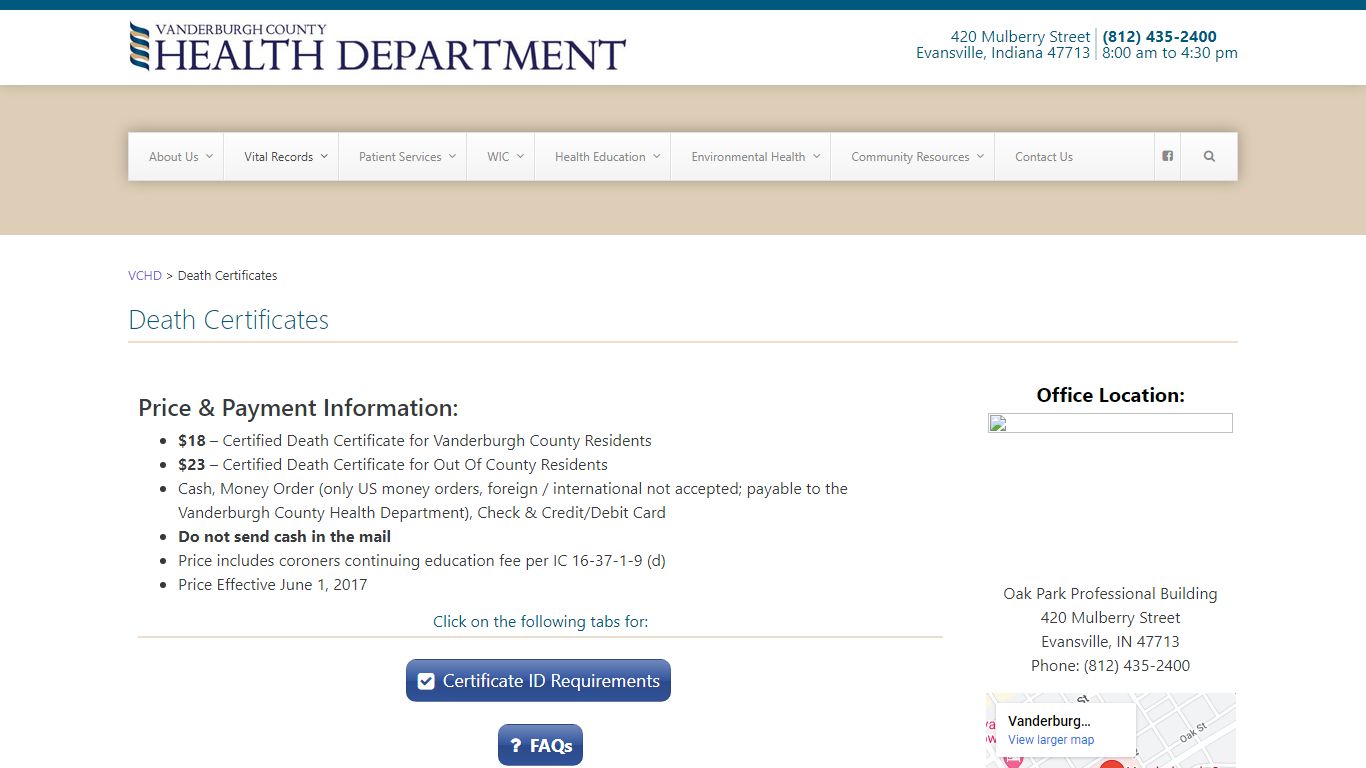 Death Certificates – VCHD - VCHD – Vanderburgh County ...
