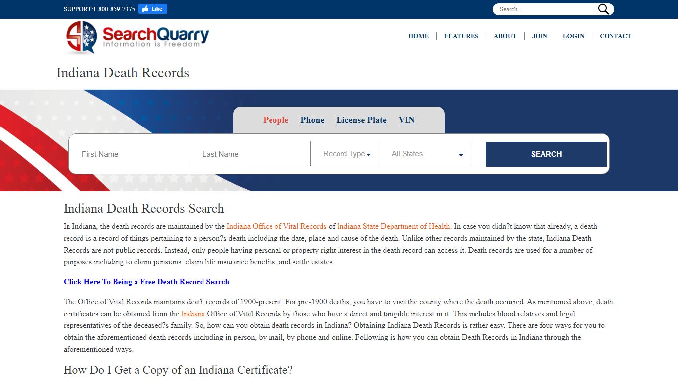 Free Indiana Death Records | Enter a Name to View Indiana ...